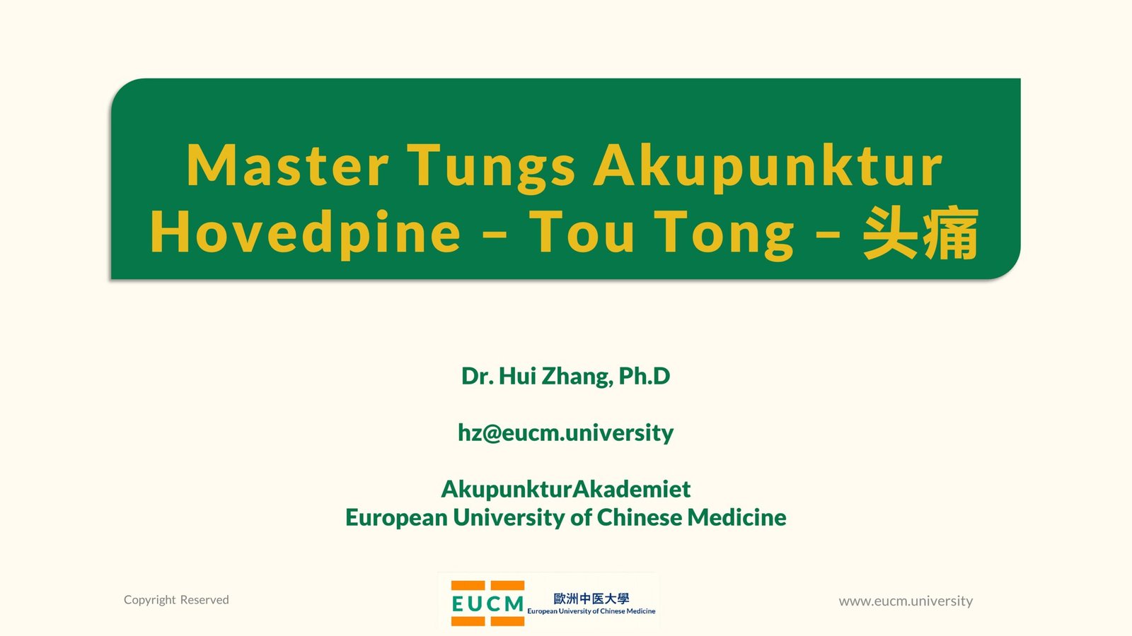 Dr. Hui Zhang MTA Headache